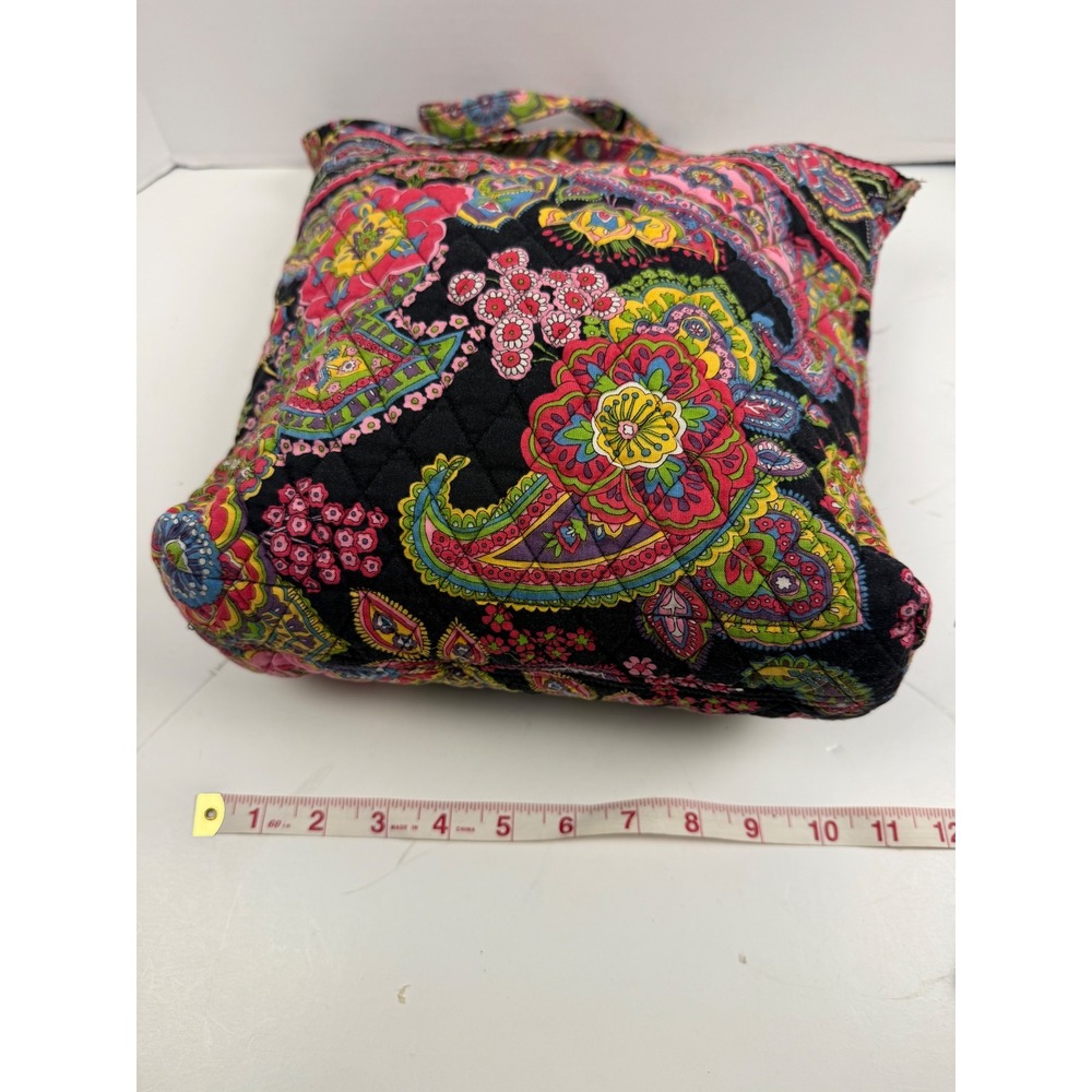 Vera Bradley Symphony in Hue Retired Mid Size Tote Bag Black Floral Shoulder Bag - Picture 6 of 12
